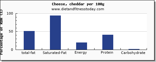 total fat and nutrition facts in fat in cheddar per 100g